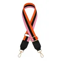 Adjustable wide canvas replacement strap with orange and black stripes for shoulder bags - Orange Pink Stripes with Black Leather (No.2)