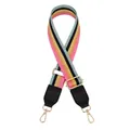 Adjustable colorful striped PU replacement shoulder strap with gold metal lobster clasps - Pink Yellow Blue Stripes with Black Leather (No.4)