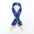 Detail of adjustable star marble pattern bag strap with premium gold metal swivel hooks - No.7 Blue Marble