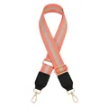 Detail of adjustable coral pink and gold striped strap with black leather and gold buckle - Pink Gold Stripes with Black Leather (No.6)