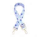 Close-up of adjustable geometric shoulder strap with gold-tone metal lobster clasps - Gold Clasp / Light Blue Triangle