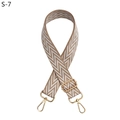 Close-up of adjustable woven bag strap with herringbone pattern and gold swivel hooks - S-7 Khaki