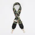 Correa ajustable tejida con diseño floral, extremos de cuero negro y ganchos dorados - Hierba de Agua Verde Negra con Cuero Negro (N.º 10)