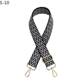 Adjustable black and white wavy woven bag strap with golden lobster metal clasps - S-10 Black