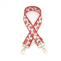 Detail view of the floral patterned adjustable strap with golden lobster clasps - Red Border Flower