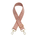 Adjustable wide canvas replacement strap with orange chevron pattern and gold metal hooks - Pink Brown S-2