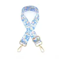 Dettaglio tracolla blu a fiori con fibbie in metallo dorato e cursore regolabile - Fibbia Oro / Floreale Blu Chiaro (N. 18)