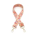 Detail of floral patterned strap with golden metal lobster clasps and adjustable buckle - Light Orange Floral (No. 22)