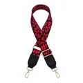 Detail von Leopardenmuster PU-Leder Schultergurt mit goldener Schnalle und Textur - Silberverschluss / Schwarz-Rosarot Leopard