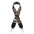 Close-up of leopard print PU leather bag strap with adjustable gold metal buckles - Khaki Black Coffee Leopard