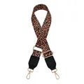Detailed leopard print PU leather bag strap with golden metal swivel hooks and buckles - Black Brown Leopard