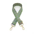 Detail of colorful geometric pattern strap with gold rotating metal hooks and buckles - Style 4 Green
