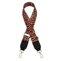 Detail of adjustable leopard print PU strap with gold-tone metal lobster clasps - Brown Black Leopard