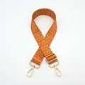 Detail of adjustable wide purse strap with orange fish scale pattern and gold hardware - No. 5 Orange
