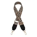 Adjustable leopard print bag strap with golden metal hooks and black leather ends - Light Leopard