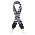 Adjustable purple leopard print PU leather bag strap with light gold metal lobster clasps - Purple with Black Leather