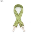 Close-up of adjustable green and white diamond pattern wide strap with gold-tone hardware - S-1 Mustard Green