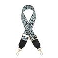 Adjustable leopard print replacement shoulder strap with gold metal hardware for bags - Light Blue + Black Leather Trim