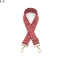 Detail view of red and white geometric woven guitar bag strap with gold metal lobster clasps - S-3 Red