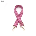 Detail view of adjustable ethnic guitar strap with purple and beige diamond patterns - S-4 Rose Red
