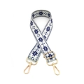 Adjustable crossbody shoulder strap with blue snowflake patterns and gold metal lobster clasps - Gold Buckle / Royal Blue
