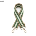 Close-up of green and khaki striped canvas strap with adjustable golden metal hardware - A-6 Khaki Green