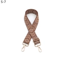 Detail of adjustable geometric diamond pattern bag strap with gold metal buckles - S-7 Brown