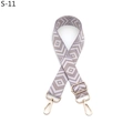 Adjustable wide guitar strap for bags with grey and beige diamond pattern and gold hardware - S-11 Light Purple