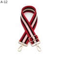 Close-up of red and black striped woven strap with premium gold metal hardware - A-12 Red Black Striped