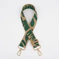 Detail of khaki and green floral jacquard bag strap with adjustable gold hardware - Deep Khaki Green Jacquard (No. 7)