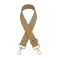 Close-up of adjustable gray and orange jacquard bag strap with gold lobster clasps - Matcha Green Brown Jacquard (No. 9)