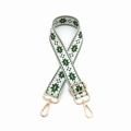 Detail of adjustable geometric strap with gold lobster clasps and Nordic pattern - Gold Buckle / Green