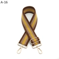 Detail of adjustable woven bag strap with golden alloy hooks and wave pattern design - A-16 Brown Edge Khaki