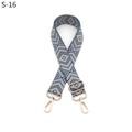 Detail of adjustable guitar style bag strap with blue and grey diamond woven patterns - S-16 Lake Blue