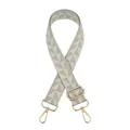 Detail of green geometric jacquard bag strap with golden lobster clasps and buckles - Matcha Green & Beige Zigzag (Size 12)