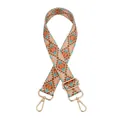 Detail of geometric pattern woven bag strap with adjustable light gold metal buckles - Antique Brass Buckle / No. 5 Khaki Rhombus