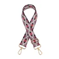 Adjustable woven strap with grey red geometric pattern and golden metal lobster clasps - No. 6 Gray Rhombus