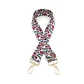 Correa ajustable para bolso con estampado floral y mosquetones de metal dorado pulido - Patrón 10 Cereza Negro Rojo (Hebilla de Plata)