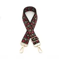 Detail of adjustable wide fabric replacement strap with red and pink floral pattern - Pattern 14 Rose Pink Green Floral (Silver Buckle)