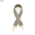 Macro detail of checkered adjustable bag strap with premium gold metal buckles - Silver Clasp / F-5 Beige Gray Checker