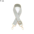Detailed view of adjustable light blue checkered canvas strap with gold swivel hooks - Silver Clasp / F-11 Beige Light Blue Checker
