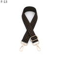 Detail of adjustable checkered wide shoulder strap with golden metal lobster clasps - Silver Clasp / F-13 Black Coffee Checker
