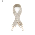 Adjustable wide woven shoulder strap with blue checkerboard pattern and gold hooks - Silver Clasp / F-14 Beige Light Gray Checker