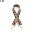 Adjustable checkerboard woven strap with gold swivel hooks and checkered brown pattern - Silver Clasp / F-15 Beige Coffee Checker