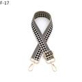 Detail of adjustable checkered strap with light gold metal hardware and spring hooks - Silver Clasp / F-17 Beige Blue Checker