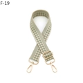 Close-up of adjustable Morandi green checkered bag strap with gold metal lobster clasps - Silver Clasp / F-19 Beige Matcha Green Checker
