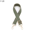 Detail of adjustable checkered strap with green and beige patterns and gold metal buckles - Silver Clasp / F-20 Beige Green Checker