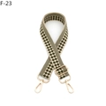 Detail of adjustable checkered wide bag strap with gold lobster clasps in green and white - Silver Clasp / F-23 Beige Army Green Checker