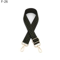 Dettaglio tracolla intrecciata a scacchi verdi con moschettoni dorati e componenti in metallo - Chiusura in Argento / F-26 Nero Verde Militare Scacchi