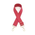 Detail view of adjustable dark red thickened nylon bag strap with light gold metal swivel hooks - Watermelon Red (No. 11)